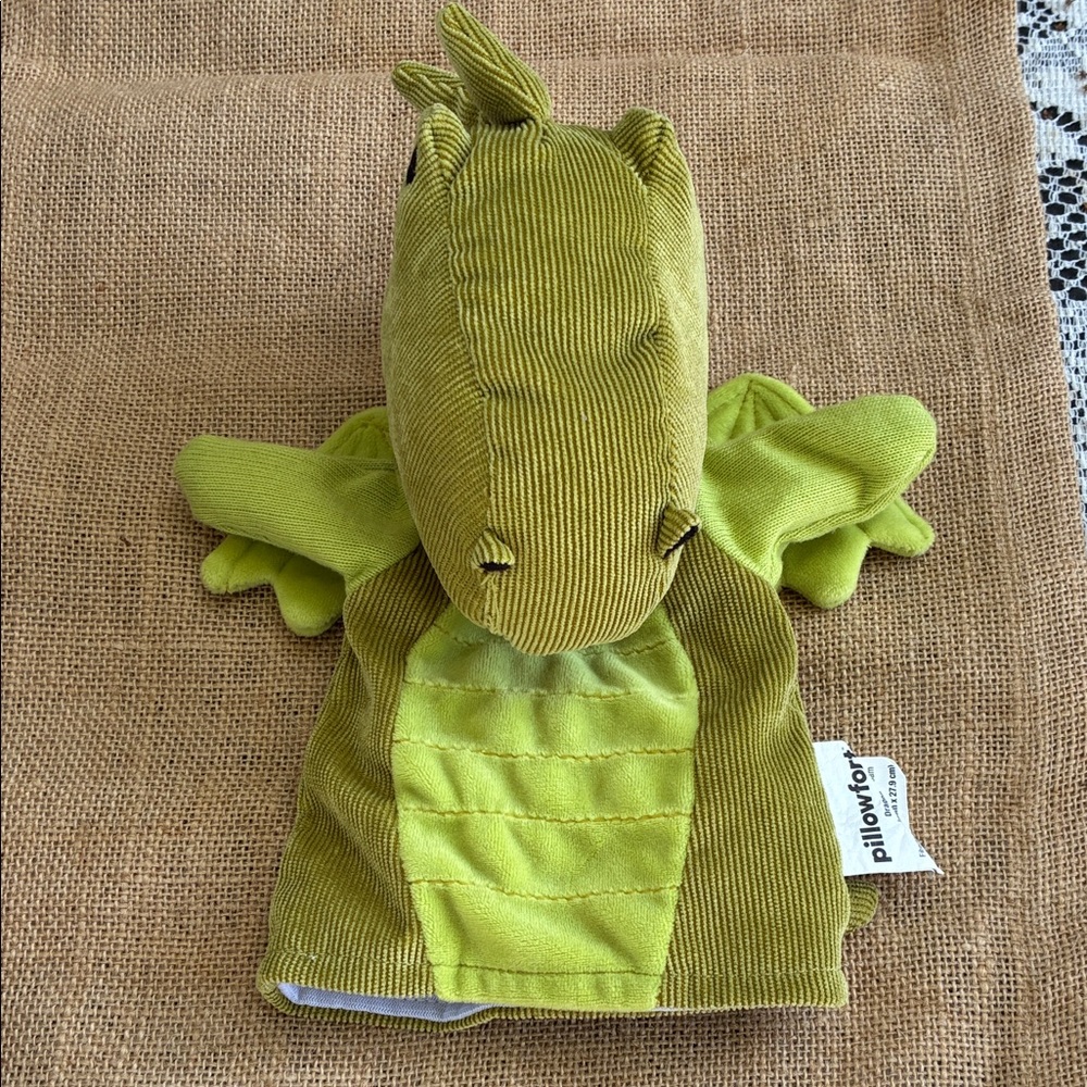 Pillowfort Olive Green Corduroy Alligator Hand Puppet